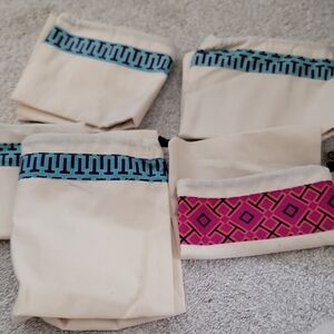 Tory Burch Cream and Pink Patterned Pouch